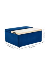 Rackhams Velvet Upholstered Storage Ottoman Stool - Blue - thumbnail 6
