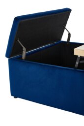 Rackhams Velvet Upholstered Storage Ottoman Stool - Blue - thumbnail 5