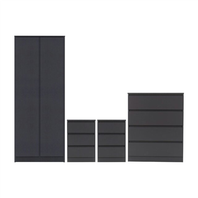 Rackhams Malvern 4 Piece Bedroom Set With 2 Door Double Wardrobe - Grey - image 1