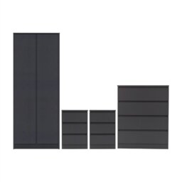 Rackhams Malvern 4 Piece Bedroom Set With 2 Door Double Wardrobe - Grey