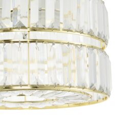 Rackhams Chic Double Tier Gold Pendant Light Shade with Rows of Acrylic Prisms - thumbnail 3