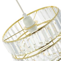 Rackhams Chic Double Tier Gold Pendant Light Shade with Rows of Acrylic Prisms - thumbnail 5