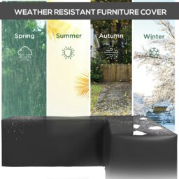 Rackhams L-Shaped Rattan Corner Sofa Cover Waterproof Oxford Fabric 250x250x79cm - 250L x 250W x 79Hcm - Black - Oxford Cloth - thumbnail 4