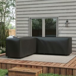 Rackhams L-Shaped Rattan Corner Sofa Cover Waterproof Oxford Fabric 250x250x79cm - 250L x 250W x 79Hcm - Black - Oxford Cloth - thumbnail 1