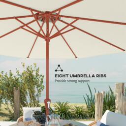 Rackhams 2.7 m Garden Parasol Table Umbrella with Double Top - Light Grey - thumbnail 6
