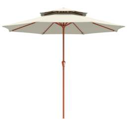 Rackhams 2.7 m Garden Parasol Table Umbrella with Double Top - Light Grey - thumbnail 3