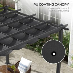 Rackhams 3 x 3(m) Aluminium Pergola with Retractable Roof, Garden Gazebo Canopy - Khaki - Aluminium, Polyester - 395L x 296W x 237Hcm - thumbnail 5