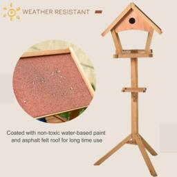 Rackhams Wooden Bird Table Freestanding Feeding Station for Garden Outside ,139H cm, Natural - thumbnail 6