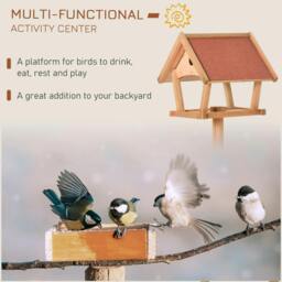 Rackhams Wooden Bird Table Freestanding Feeding Station for Garden Outside ,139H cm, Natural - thumbnail 5
