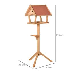 Rackhams Wooden Bird Table Freestanding Feeding Station for Garden Outside ,139H cm, Natural - thumbnail 2