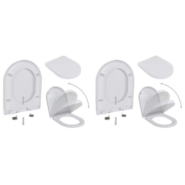 Rackhams Toilet Seats with Soft Close Lids 2 pcs Plastic White