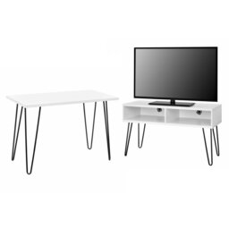 Rackhams Owen Retro TV-Stand with Storage in White - White - thumbnail 3
