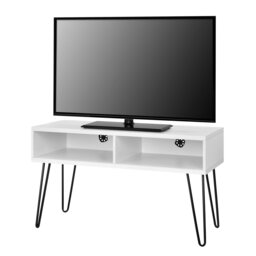 Rackhams Owen Retro TV-Stand with Storage in White - White - thumbnail 2
