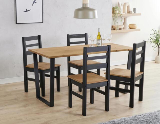 Rackhams Texas 5-Piece Dining Set, Table & 4 Chairs, Industrial Design