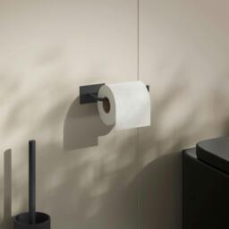 Rackhams Black Stainless Steel Toilet Roll Holder Self Adhesive Bathroom Wall Mounted - thumbnail 2