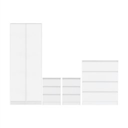 Rackhams Malvern 4 Piece Bedroom Set With 2 Door Double Wardrobe - White