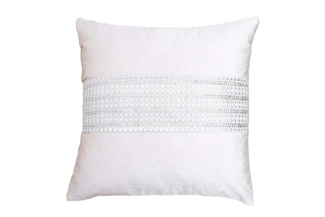 Rackhams Glam Chenille Cushion - 43cm x 43cm - Cream - image 1