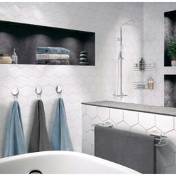 Rackhams Chrome Stainless Steel Single Towel Hook (55 x 90mm) Self Adhesive Bathroom Wall Mounted - thumbnail 2