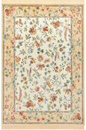 Rackhams Oriental Flowers Velvet With Fringes Beige Rug - 195X300 cm - thumbnail 1