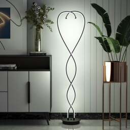 Rackhams LED Floor Lamp Creative Standing Lamp with 2 Swirling Tubes - Black - thumbnail 1