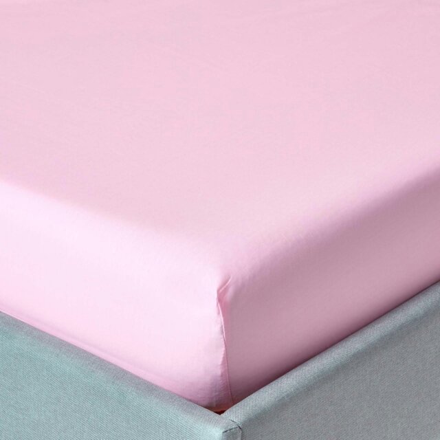 Rackhams Crisp & Cool 200 TC Egyptian Cotton Percale Fitted Sheet – 46 cm Extra Deep - Pink - Single - image 1
