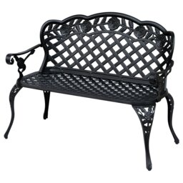 Rackhams Garden Bench Park Chair Cast Aluminium Outdoor 2-seater Outdoor Black - thumbnail 2