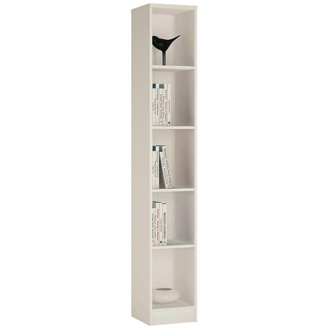 Rackhams 4 You Tall Narrow Bookcase in Pearl White - Pearl White - Wood - 1 - image 1