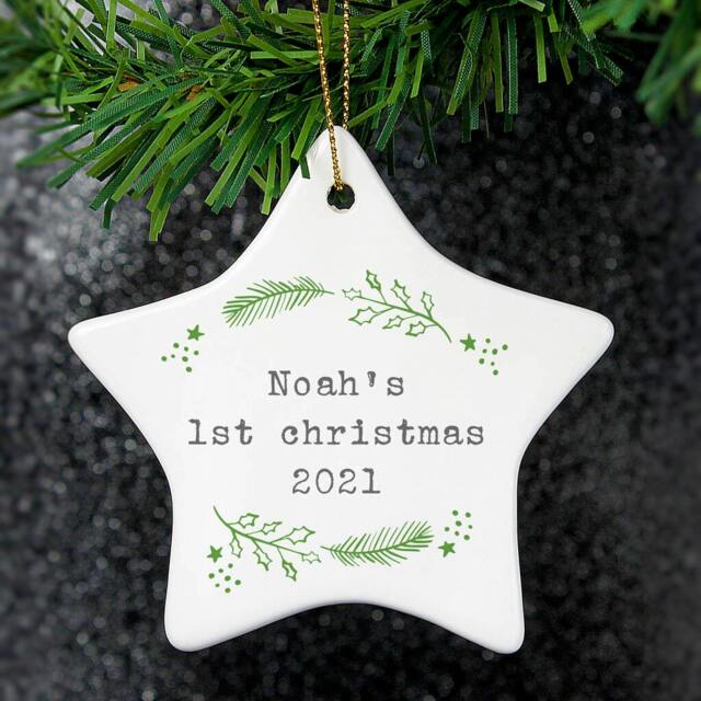 Rackhams Personalised Christmas Ceramic Star Decoration - Ceramic - h7.2 x w8 x d0.3cm - image 1