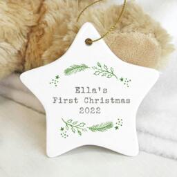 Rackhams Personalised Christmas Ceramic Star Decoration - Ceramic - h7.2 x w8 x d0.3cm - thumbnail 2