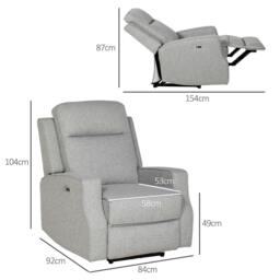Rackhams 150° Electric Reclining Chair, with USB port and Footrest - Grey - thumbnail 3