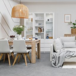 Rackhams Fribo Tall narrow 1 door 3 drawer glazed display cabinet in White - Full Assembly Required - White - Matt - thumbnail 5