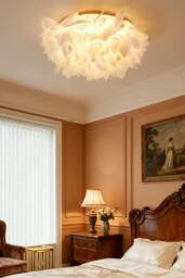 Rackhams Artistic Floral Petal - Shaped White Flush Mount Ceiling Light - White - One Size - thumbnail 1