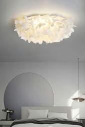 Rackhams Artistic Floral Petal - Shaped White Flush Mount Ceiling Light - White - One Size - thumbnail 2