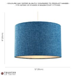 Rackhams Contemporary and Sleek 12 Inch Midnight Blue Linen Drum Lamp Shade 60w Maximum - thumbnail 6