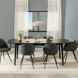 Rackhams Montreux Rectangular Extending Dining Table in Black 180-219 cm - Black - No - Black - thumbnail 5