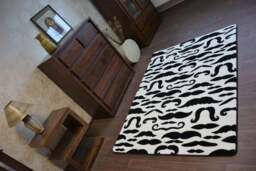 Rackhams Sketch Moustaches Rug - Black & White - 160cm x 220cm - thumbnail 2