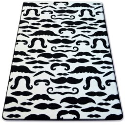 Rackhams Sketch Moustaches Rug - Black & White - 160cm x 220cm - thumbnail 1