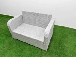 Rackhams 4 Seater Outdoor Love Sofa Set Rattan Garden Furniture Set with Rectangular Coffee Table Light Grey - thumbnail 4