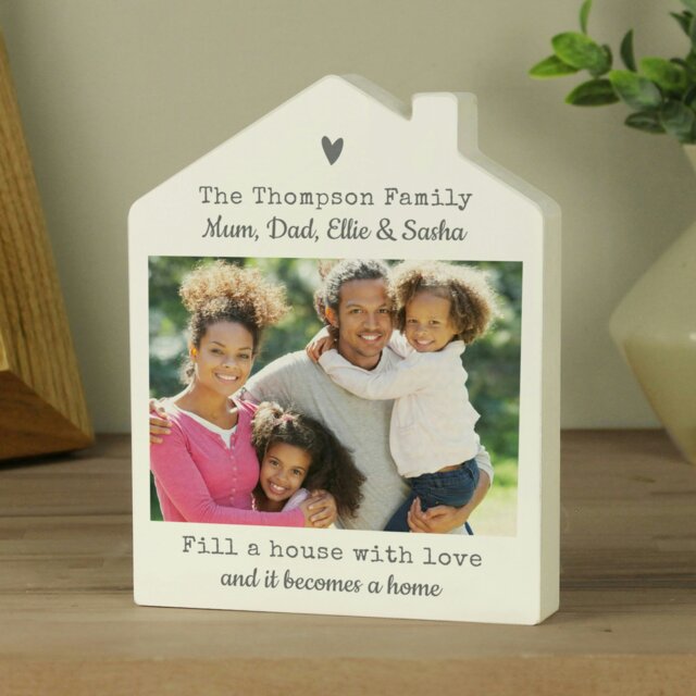 Rackhams Personalised Photo Upload Wooden House Ornament - image 1