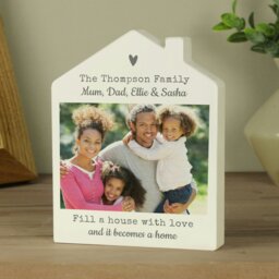 Rackhams Personalised Photo Upload Wooden House Ornament