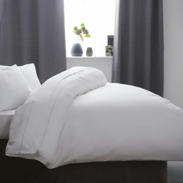 Rackhams Cotton Sateen 1000 Thread Count Duvet Cover - White - Double - White - 100% Cotton - image 1