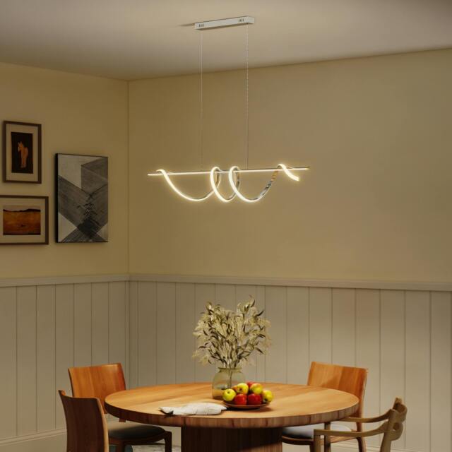 Rackhams Pendant Light, Ceiling Light with 3 Colour Temperatures - Silver - 120L x 20W x 155H cm - image 1