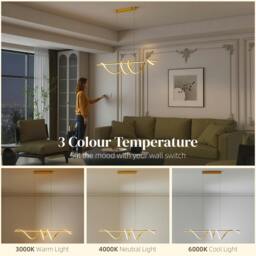 Rackhams Pendant Light, Ceiling Light with 3 Colour Temperatures - Silver - 120L x 20W x 155H cm - thumbnail 5