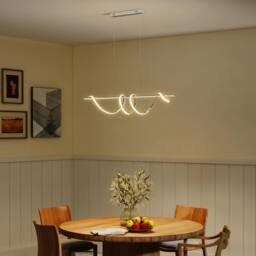 Rackhams Pendant Light, Ceiling Light with 3 Colour Temperatures - Silver - 120L x 20W x 155H cm