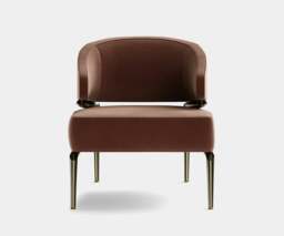Rackhams Aster Haines Armchair: Black Stained Oak Wood and Brushed Brass - thumbnail 2