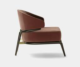 Rackhams Aster Haines Armchair: Black Stained Oak Wood and Brushed Brass - thumbnail 4