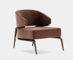 Rackhams Aster Haines Armchair: Black Stained Oak Wood and Brushed Brass - thumbnail 1