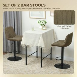 Rackhams Bar Stools Set of 2, Modern Armless Bar Chairs, Brown - Charcoal grey - Linen, Steel, Sponge - thumbnail 4