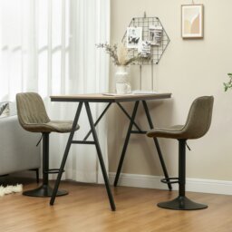 Rackhams Bar Stools Set of 2, Modern Armless Bar Chairs, Brown - Charcoal grey - Linen, Steel, Sponge - thumbnail 2