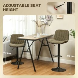 Rackhams Bar Stools Set of 2, Modern Armless Bar Chairs, Brown - Charcoal grey - Linen, Steel, Sponge - thumbnail 5